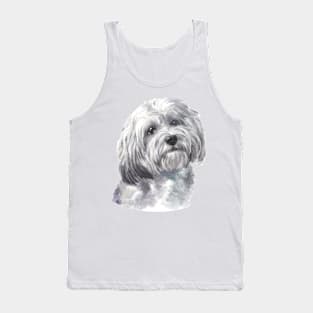 Cute White Havanese Watercolor Art Tank Top